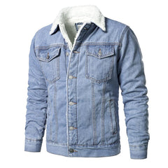 Men Light Blue Jean Jackets Casual Denim Coats