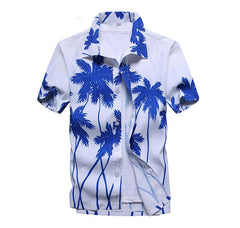 Fashion Mens Hawaiian Shirts Short Sleeve Button Coconut Tree Print Casual