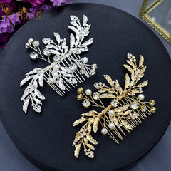 Alloy Leaves Golden Bridal Comb Wedding Hair Accessories