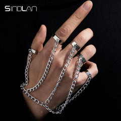 Sindlan Punk Geometric Silver Color Chain Wrist Bracelet