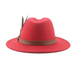 Hat Fedoras Winter Women Hats Men Felt Hat Feather Luxury Fashion Casual