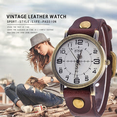 Vintage Cow Leather Bracelet Watch Women Wrist Watches