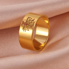 Hollow Stainless Steel Ring for Women Men Viking Tree of Life Finger Rings