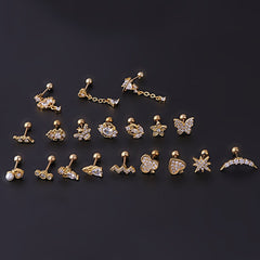 1Piece Zircon Dangle Earrings Heart Star Bee Women Earrings