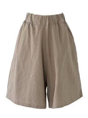 Summer Shorts for Women Cotton Linen Elastic Waist Knee-length Shorts