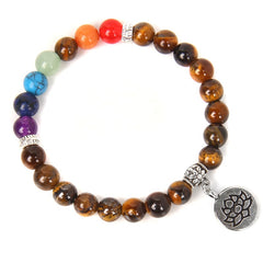 Handmade Natural Stone Lotus Ohm Buddha Beads Bracelet