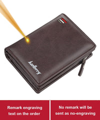 Fashion Men Wallets Name Engraving Zipper Card Holder