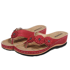 Slippers Women Summer PU Sewing Thong Sandals Vintage