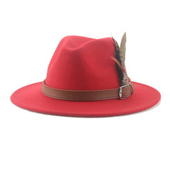 Hat Fedoras Winter Women Hats Men Felt Hat Feather Luxury Fashion Casual