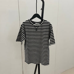 Short Sleeve Striped T-Shirts Women Knitted Basic Casual Tops