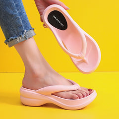 Beach Flip Flops for Wedges Heels Clip Toe Cloud Slippers