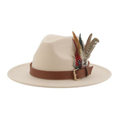 Hat Fedoras Winter Women Hats Men Felt Hat Feather Luxury Fashion Casual