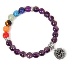 Handmade Natural Stone Lotus Ohm Buddha Beads Bracelet
