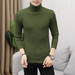Pullover Turtleneck Thickened Sweater Casual Vertical Striped Sweater