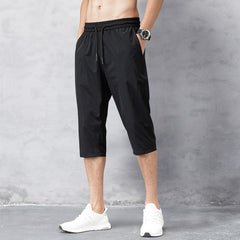 Men Shorts Summer Breeches Thin Nylon 3/4 Length Trousers
