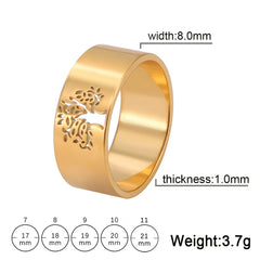 Hollow Stainless Steel Ring for Women Men Viking Tree of Life Finger Rings