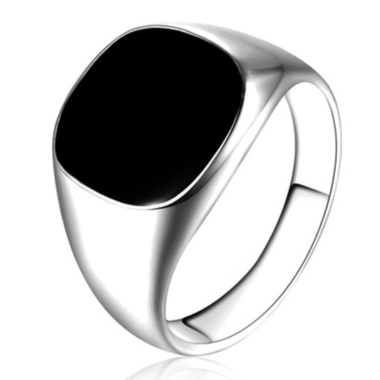 Classic Smooth Cube Men Ring Fashion Punk Simple Width 8mm Finger Rings