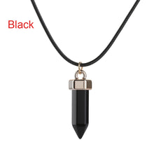 Hexagonal Cylindrical Crystal Necklace Natural Stone Pendant