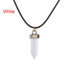 Hexagonal Cylindrical Crystal Necklace Natural Stone Pendant