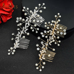 Alloy Leaves Golden Bridal Comb Wedding Hair Accessories
