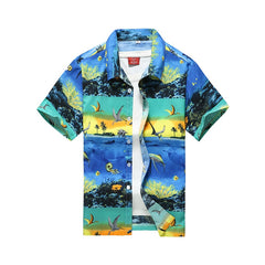 Fashion Mens Hawaiian Shirts Short Sleeve Button Coconut Tree Print Casual