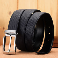 Man Cowskin Leather Belts For Men Jeans Plaid Strap