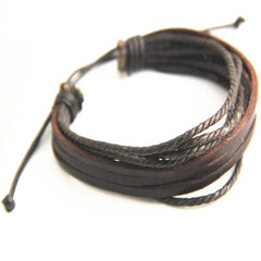 King Leisure Fashion Men Hand-woven Multilayer Leather Bracelet Handmade