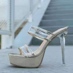 Big Size 42 Ladies Elegant Thick High Heels Sandals Fashion Buckle Solid Platform