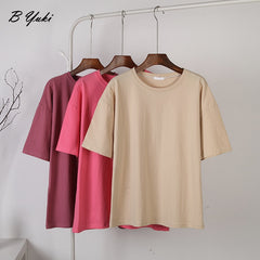 Soft Basic T Shirt Women Oversized Casual Solid Tee