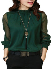 Chiffon Blouse Women Tops Long Sleeve