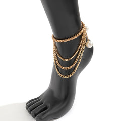 1 PC Multilayer Link Chain Tassel Anklets