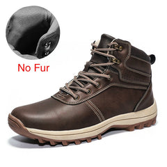 Warm Men Boots Genuine Leather Fur Plus Men Snow Boots