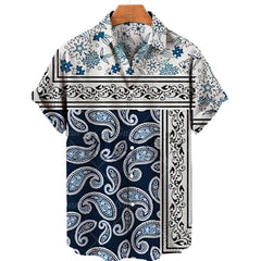 Clothing 3D Hawaiian Shirt Men Fashion Cashew Flower Geometric Printed Shirts
