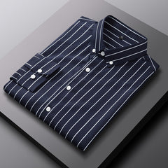 Mens Striped Shirts Long Sleeve Button Down Shirt Business