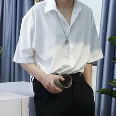 Ice Silk Sexy Mens Shirts Drape Loose