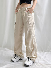 Baggy Cargo Pants Low Rise Drawstring Fashion Pocket Casual Pants