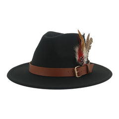 Hat Fedoras Winter Women Hats Men Felt Hat Feather Luxury Fashion Casual
