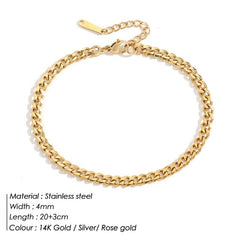 4MM 316L Stainless Steel Snake Chain Anklet