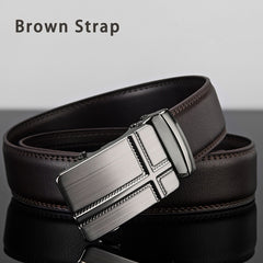 Men Leather Belt Metal Automatic Buckle Bran
