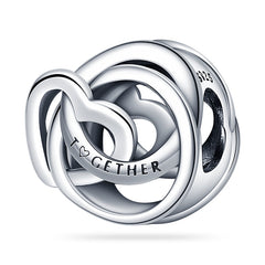 Silver Color Heart Shaped Charms Beads