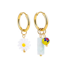 Bohemian Handmade Natural Stone Beads Hoop Earrings