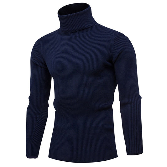 Pullover Turtleneck Thickened Sweater Casual Vertical Striped Sweater