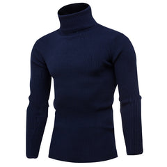 Pullover Turtleneck Thickened Sweater Casual Vertical Striped Sweater