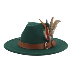 Hat Fedoras Winter Women Hats Men Felt Hat Feather Luxury Fashion Casual