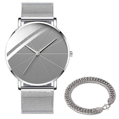 Minimalist Men Fashion Watches Simple Men Business Ultra Thin Stainless Steel