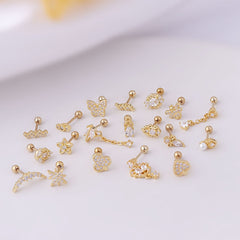 1Piece Zircon Dangle Earrings Heart Star Bee Women Earrings
