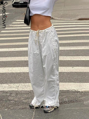 Casual Baggy Wide Leg Sweatpants Loose Drawstring Low Waist Streetwear