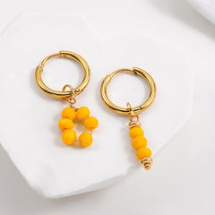 Bohemian Handmade Natural Stone Beads Hoop Earrings