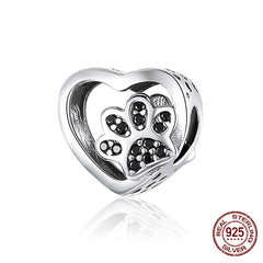 Sterling Silver Heart Vintage Charms Beads Fit Original DIY Bracelets