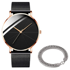 Minimalist Men Fashion Watches Simple Men Business Ultra Thin Stainless Steel